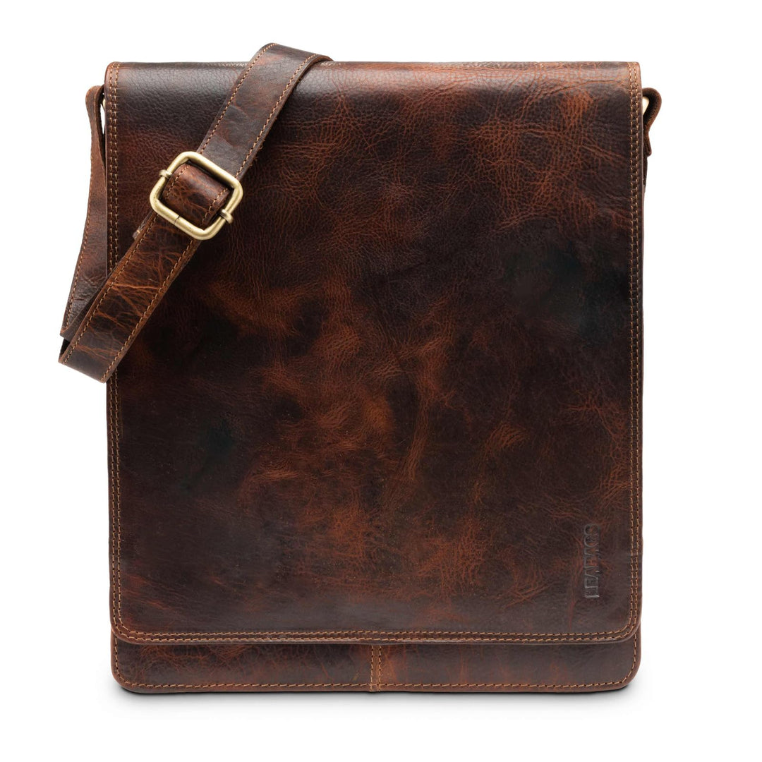 LEABAGS Leder Messenger Bag, London Vintage Herren Umhängetaschen, Echtleder Aktentasche Laptoptasch