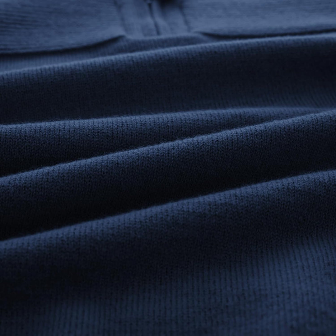 PaulJones Herren Half Zip Pullover Turtleneck mit V-Ausschnitt Langarm und Stehkragen S Dunkelblau,