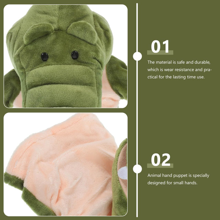 Alipis Krokodil-Handpuppen Ausgestopfte Krokodil-Handschuhe Geschichtenerzählpuppe Plüsch-Drachen Os