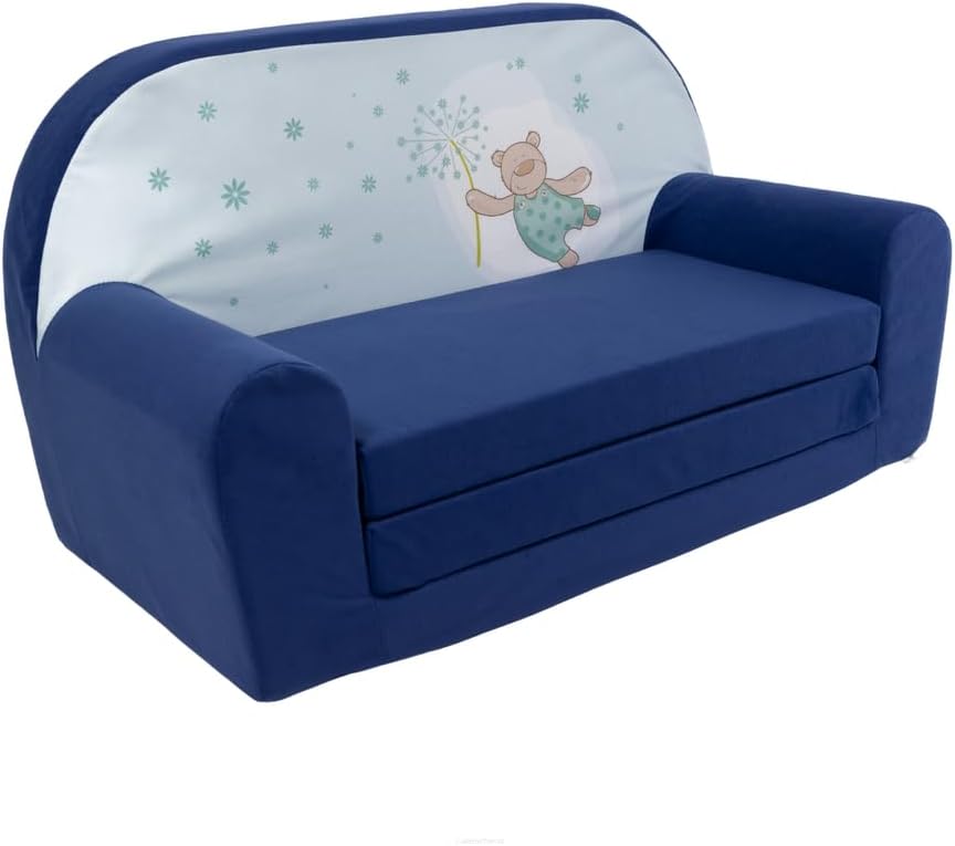 FORTISLINE Ausklappbares Kindersofa Mini Baren und Blumen Abnehmbarer Bezug Spielsofa Kuschelsofa Üb