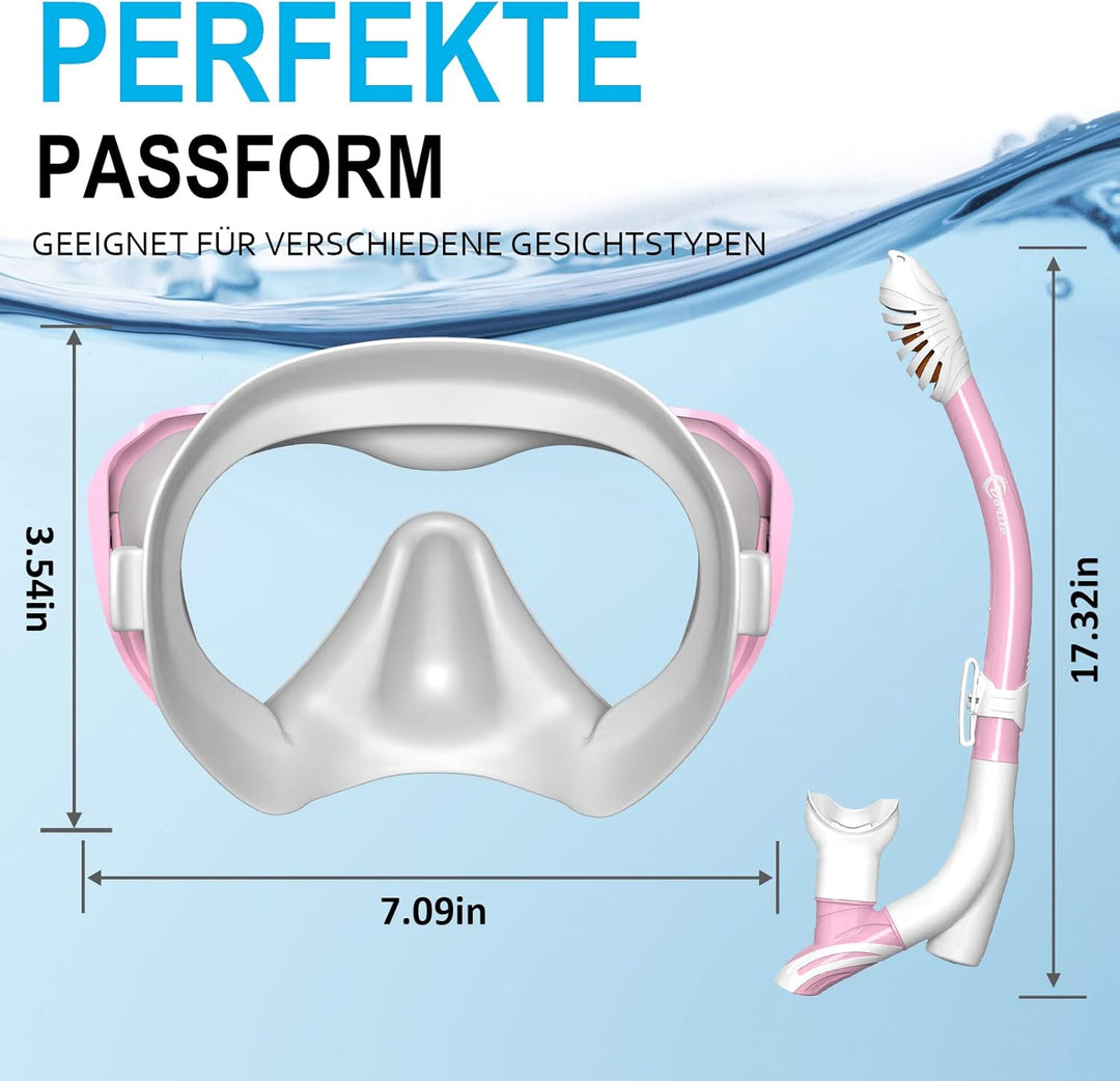 Dorlle Schnorchelset, Neu Verbesserte Panorama Schnorchelmaske, wasserdichte Tauchmaske Anti-Fog Ant