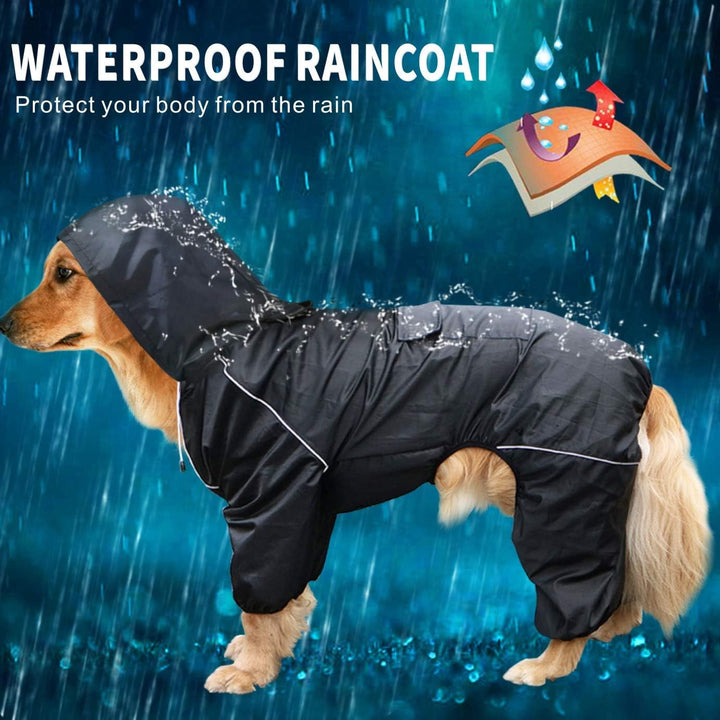 Idepet Regenmantel für Hunde, wasserdicht Winddicht mit Kapuze für kleine und mittelgrosse Hunde 4XL