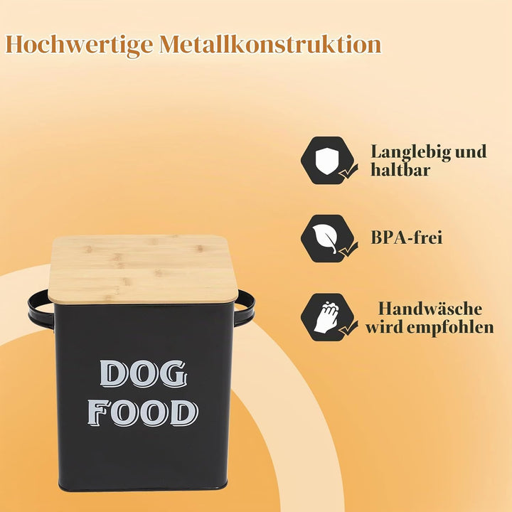 Pethiy Hundefutter und Hundeleckerlis Behälter,Futtertonne mit Schaufel,Eng anliegende Holzdeckel,be