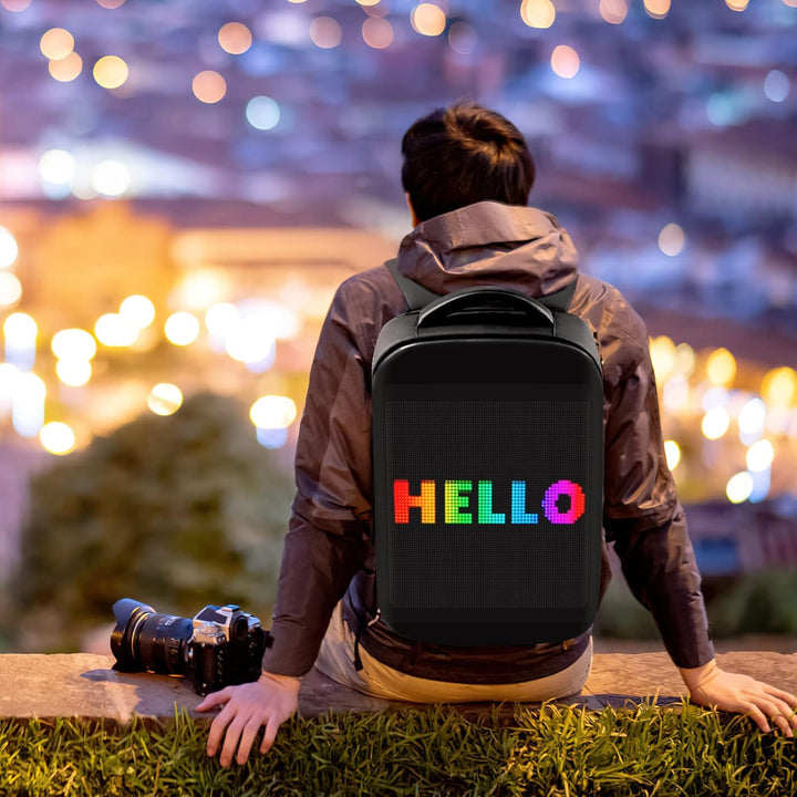 Gelrova LED Rucksack mit App-Steuerung, Dynamische LED Display, Laptop-Rucksack, Leicht & Langlebig,