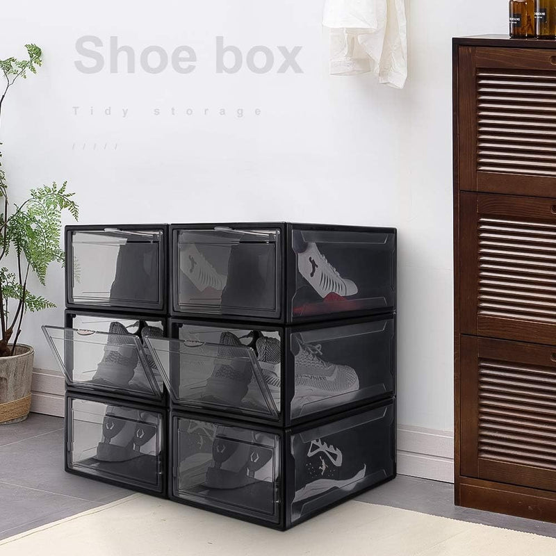 Yorbay Schuhbox, 3er Set, stapelbarer Schuhorganizer, Kunststoffbox mit durchsichtiger Tür, Mehrweg