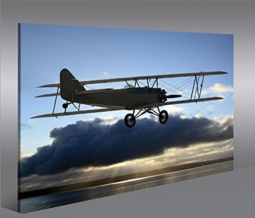 islandburner Bild Bilder auf Leinwand Doppeldecker Flugzeug Aviator 1p XXL Poster Leinwandbild Wandb