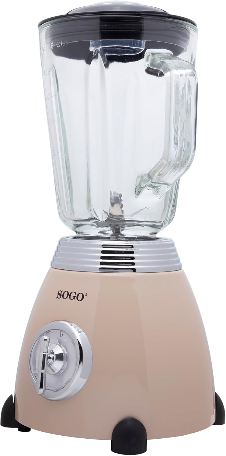Sogo Retro Vintage Edelstahl und Emaille (beige, 500 W) Beige Standmixer, 500 W, Beige Standmixer, 5