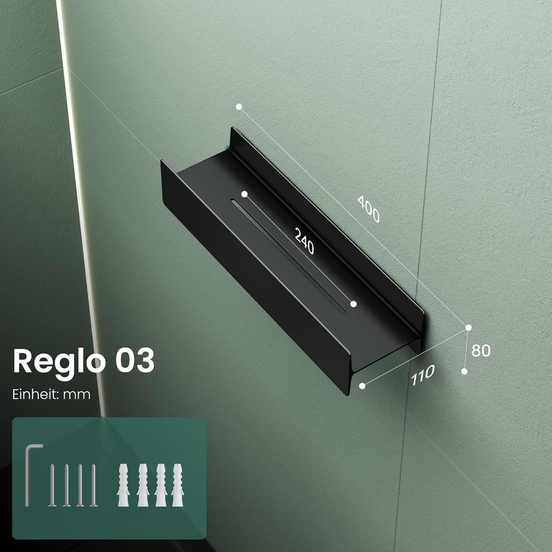 Mai & Mai Duschablage zum Bohren oder Kleben Duschregal Badablage 40cm Badezimmerablage zur Wandmont