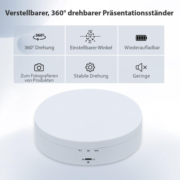 Mcbazel 360-Grad-Drehständer für Fotografie 360°, Elektrisch Drehbarer Drehteller 3KG, Motorisierter