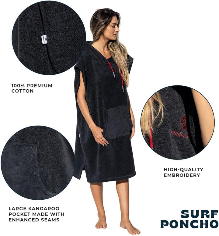 Pacifique Sud - Poncho Dunkelgrau ärmellos - Medium Grösse Coton - Made in Portugal