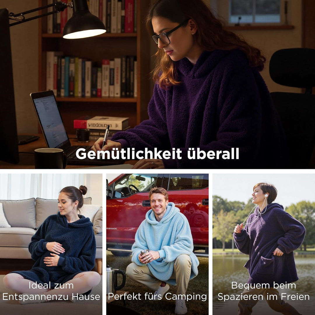 BEDSURE Hoodie Decke mit Ärmeln Deckenpullover - Tragbare Decke zum Anziehen als Geschenke für Fraue