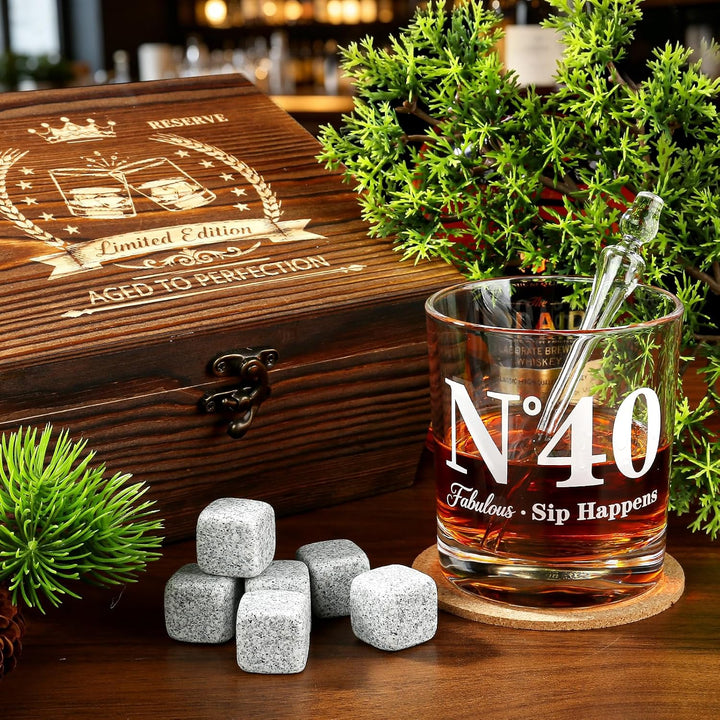 EXREIZST 40. Geburtstag Geschenk Mann – Whisky Set 1986 Vintage Rund 40th, Rund 40th
