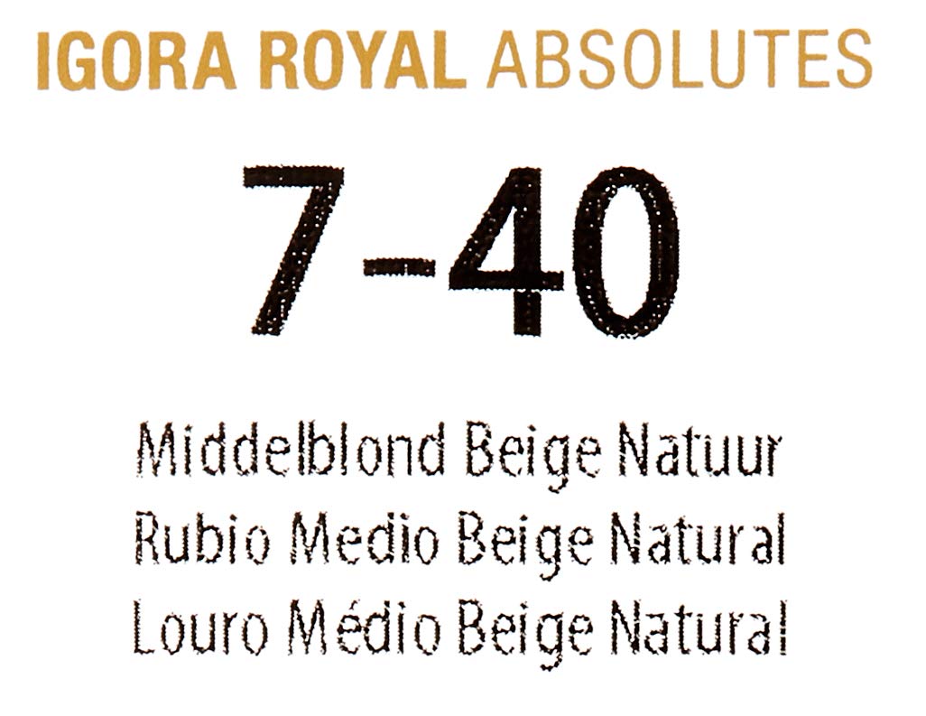 Schwarzkopf Professional Igora Royal Absolutes 7-40 mittelblond beige natur, 1er Pack (1 x 60 ml) 7-