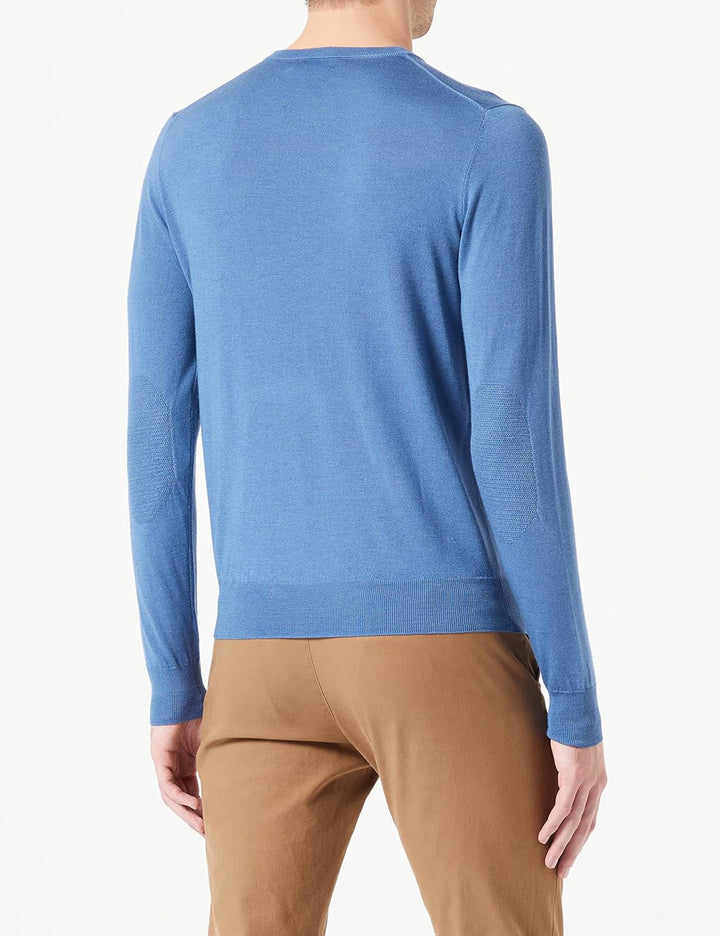 Hackett London Herren GMD Merino Silk Crew Pullover XS Blue (Steel Blue), XS Blue (Steel Blue)