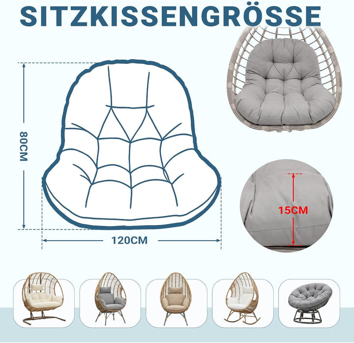 Hängesessel Kissen Ersatzkissen Outdoor: Thick Soft Polyester Sitzkissen 80x120 cm Egg Swing Cushion