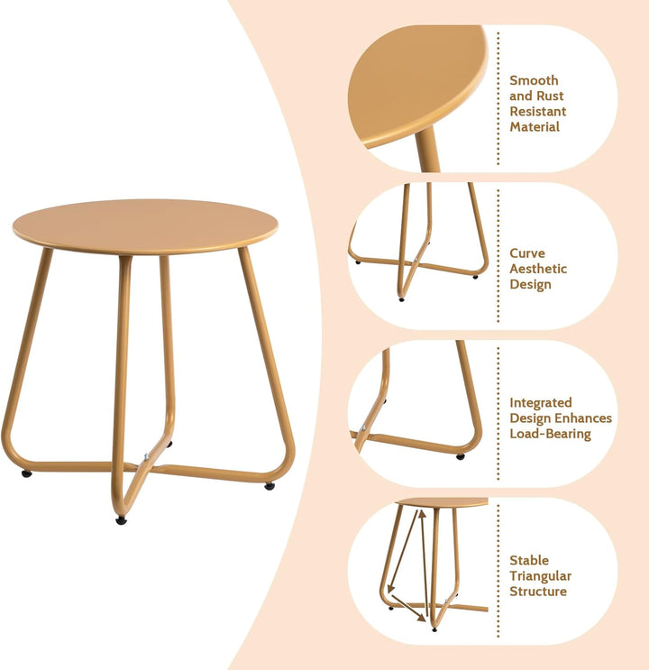 HollyHOME Beistelltisch Outdoor Balkontisch, Runder Gartentisch Kleiner Beistelltisch Kaffeetische N