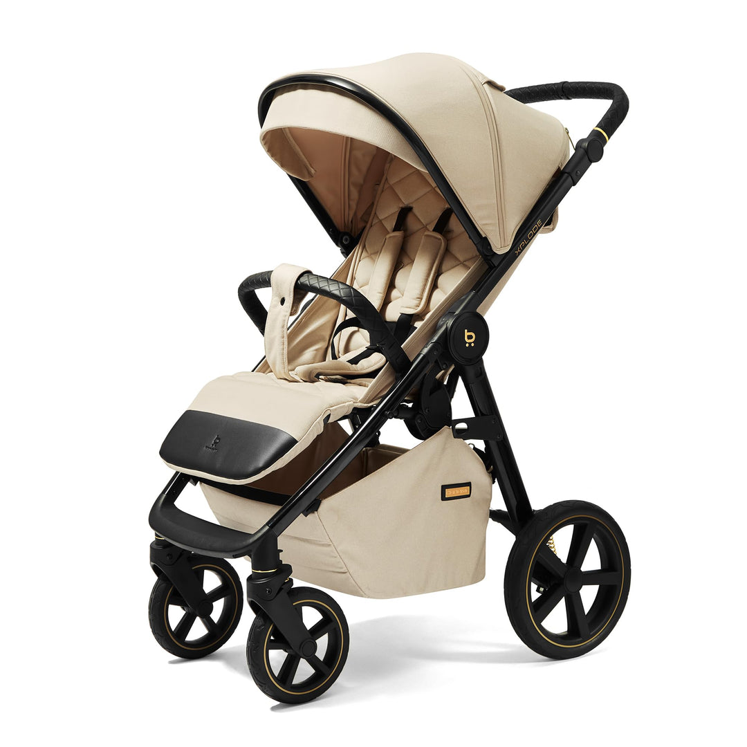 Xplode Chrome Kinderwagen bis 22 kg, isolierter Fusssack, Flaschenhalter, Regenschutz und Moskitonet