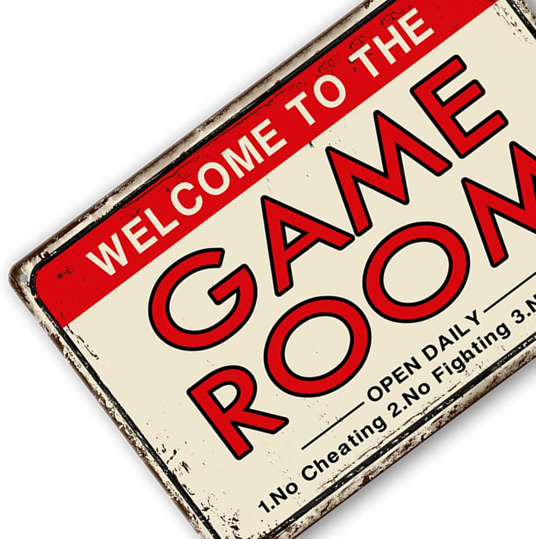 CWEIDP Videospielzimmer-Zubehör und Dekoration, Retro-Arcade-Blechschilder, Billard-Theater-Pulver,