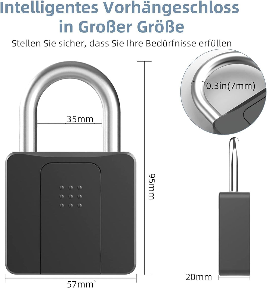 Schloss Fingerabdruck, Eseesmart Vorhängeschloss, Schloss mit Schlüssel, Fingerabdruck, App, Grosses