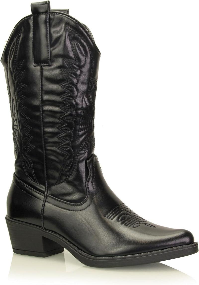 Procity Damen Cowboy Stiefel Westernstiefel für Damen mit dem Blockabsatz 36 EU Black 2, 36 EU Black