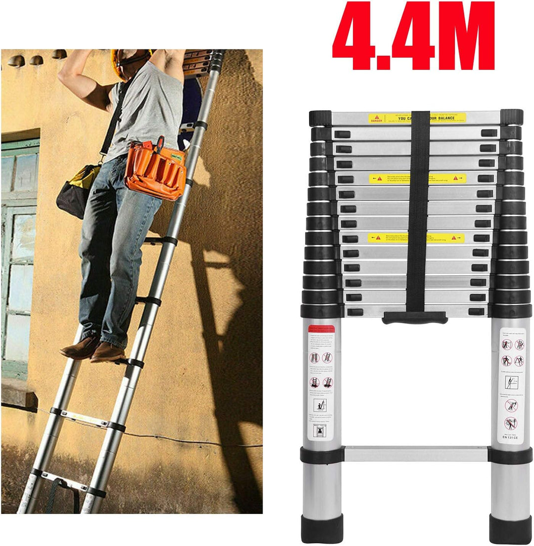 Mehrzweckleiter 4,4m Teleskopleiter Alu-Klappleiter Rutschfester Ausziehbare Robust Stehleiter 150 k