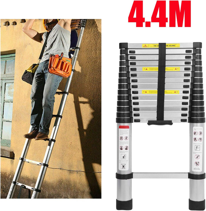 Mehrzweckleiter 4,4m Teleskopleiter Alu-Klappleiter Rutschfester Ausziehbare Robust Stehleiter 150 k