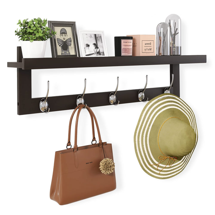 SMIBUY Kleiderhaken mit Ablage Wandmontage, 74 cm Eingangsbereich Garderobe für Wand, Hängeregal aus