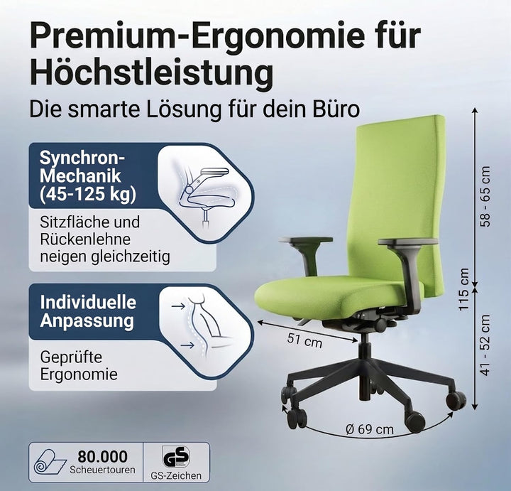 TREND OFFICE to-Strike Comfort pro sk 9248 Color, Stiftung Warentest Testsieger, ergonomischer Büros
