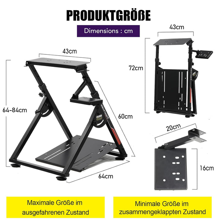 GTPLAYER Lenkradständer für Lenkrad Gaming Wheel Stand Racing Lenkradständer mit V1 V2 Schalthebelha