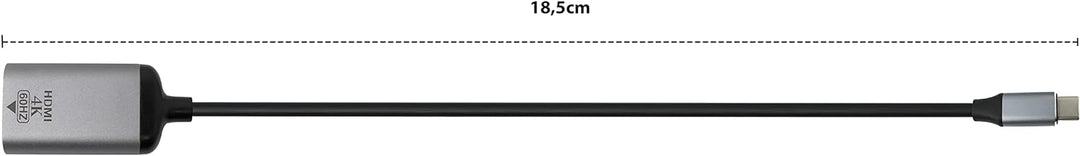 System-S HDMI Kabel 15 cm 4K Standard Buchse zu USB 3.1 Typ C Stecker Adapter in Grau