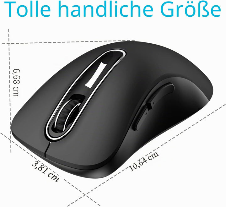 memzuoix Kabellose Maus 2.4GHz, Tragbare Optische Wireless Maus 1400 DPI mit Mini-USB-Empfänger, 5 T
