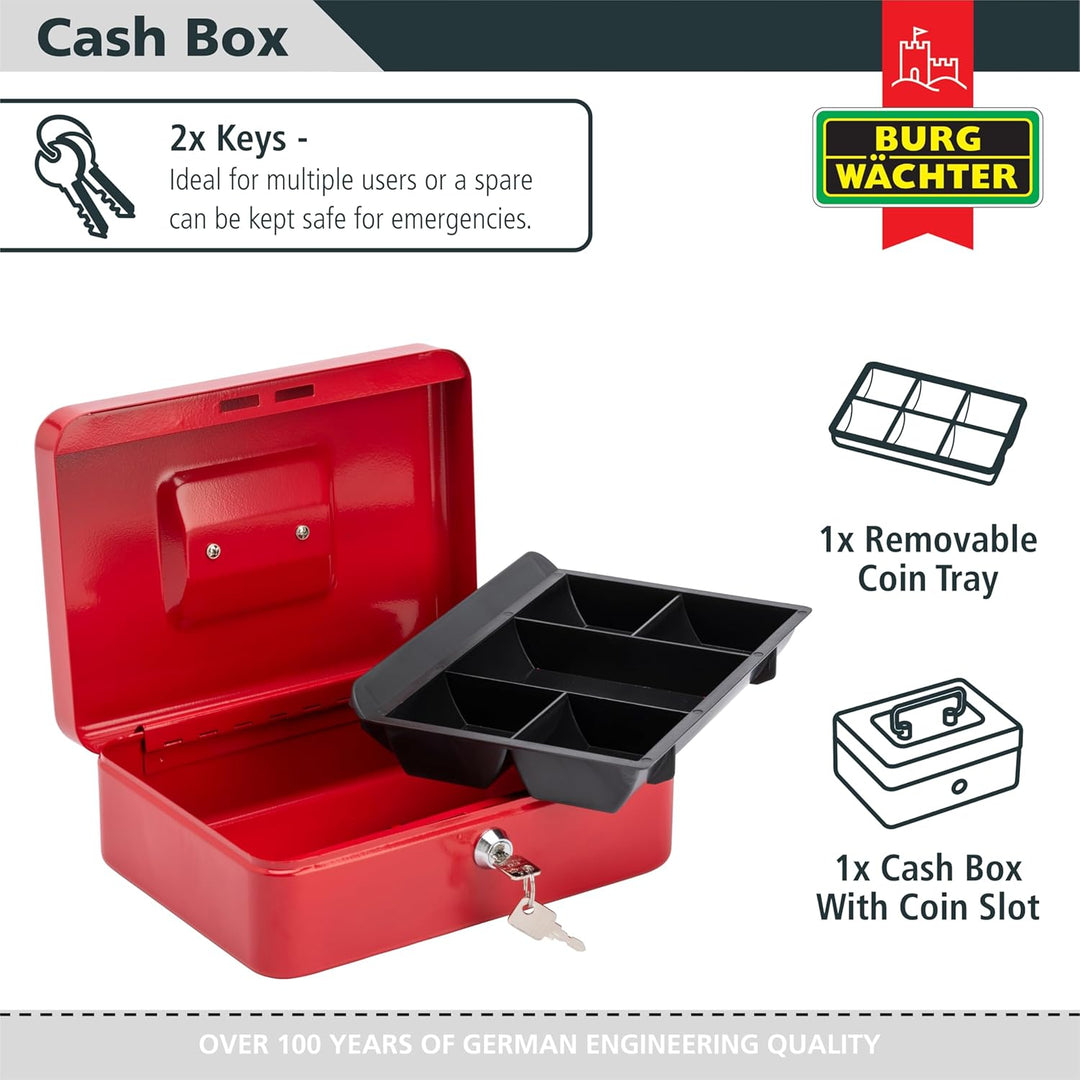 Burg-Wächter CB03R Geld 5025 Geldkassette, rot, 25,4 cm (10 Zoll) 25,4 cm (10 Zoll) Rot, 25,4 cm (10