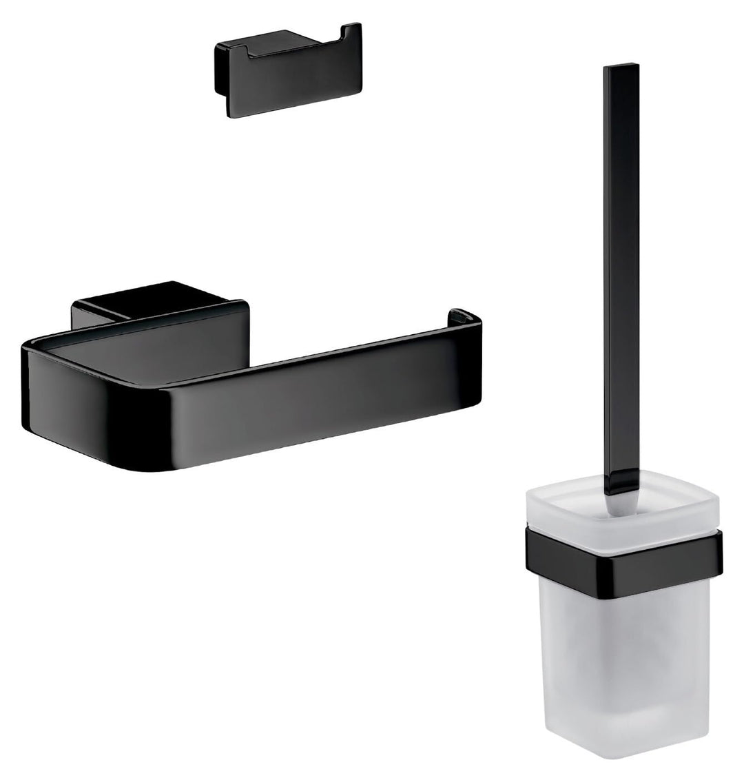 emco LOFT Badacccessoire-Set, Toilettenpapierhalter, WC-Bürstenganitur &amp; Doppelhaken, Elegantes Bade