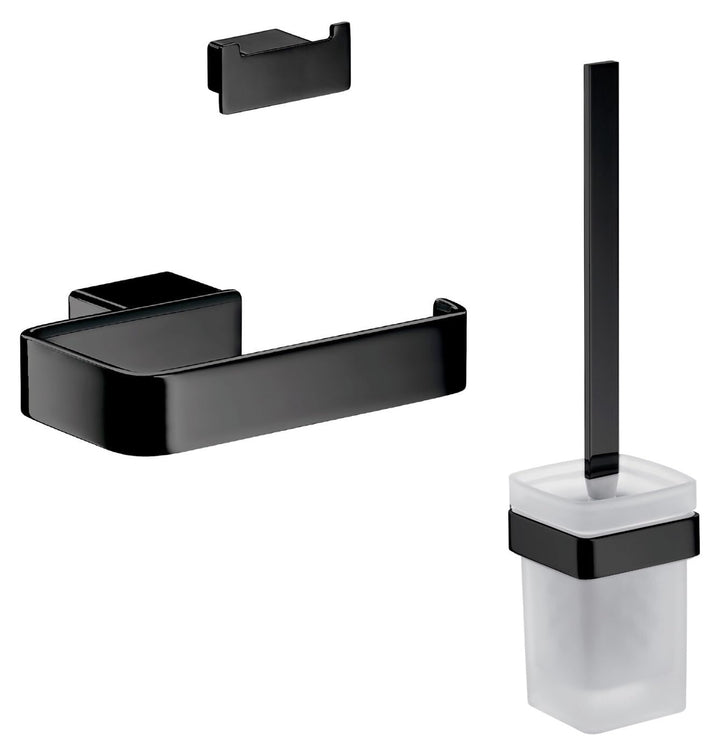 emco LOFT Badacccessoire-Set, Toilettenpapierhalter, WC-Bürstenganitur &amp; Doppelhaken, Elegantes Bade