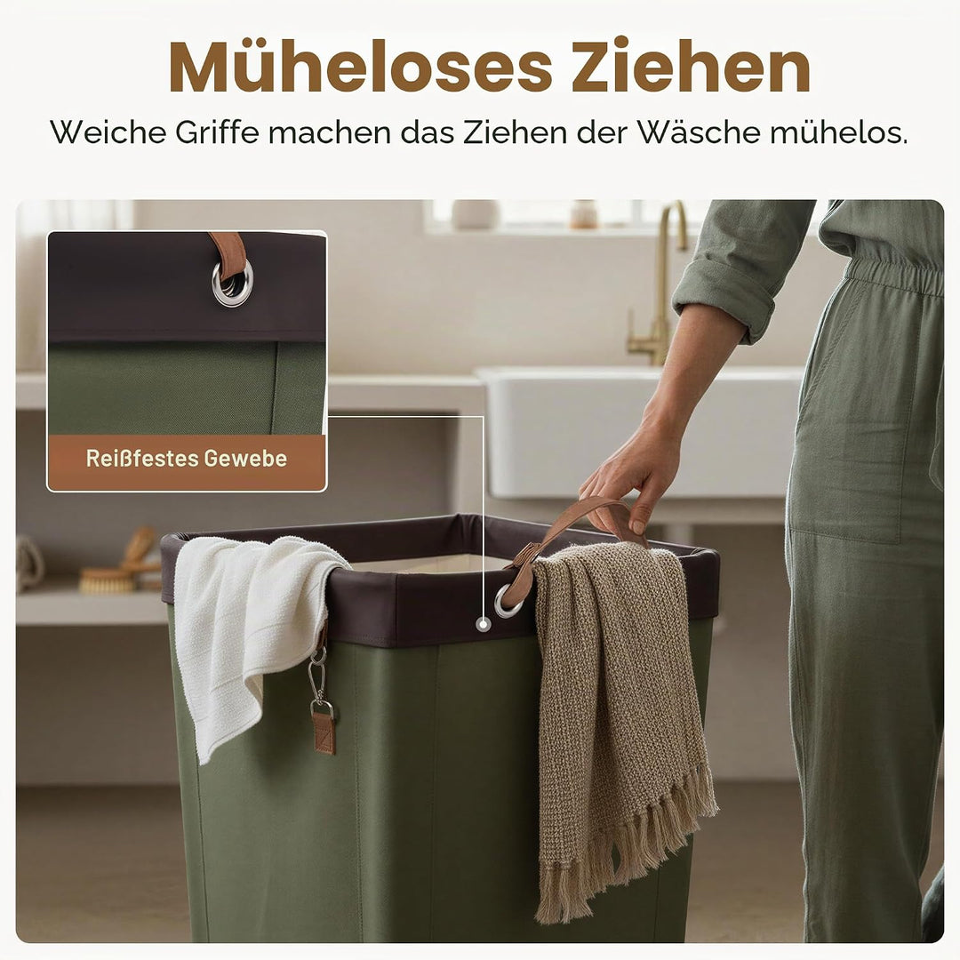 StorageWorks 160L Wäschesammler mit Rädern, grosser Wäschekorb auf Rollen für Wäsche, Wäschewagen mi