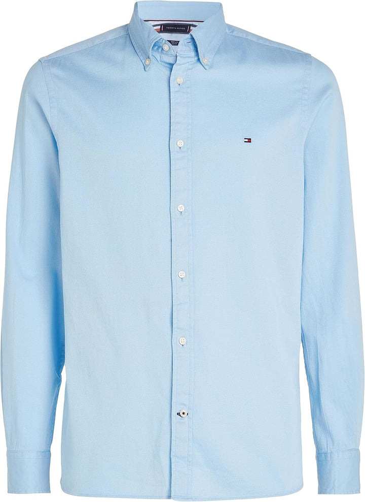 Tommy Hilfiger Herren Hemd Core Flex Dobby Langarm M Blau (Calm Blue), M Blau (Calm Blue)