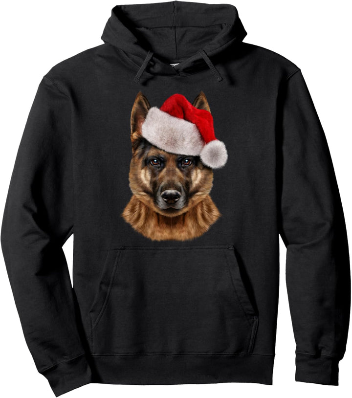 Deutscher Schäferhund trägt eine Weihnachtsmütze Pullover Hoodie