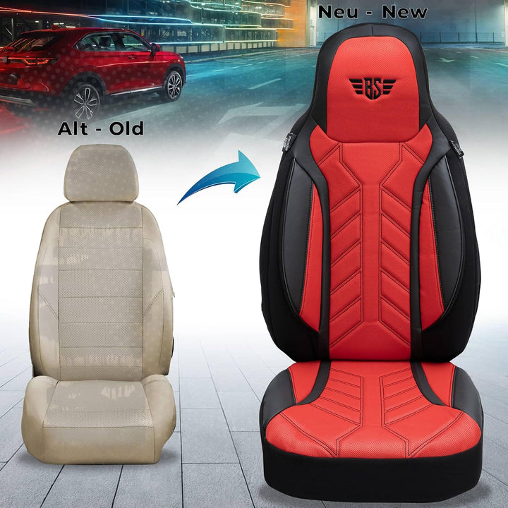BREMER SITZBEZÜGE Mass Sitzbezüge Schonbezüge für Ford Fiesta MK 7 DPL502 DPL502 - Schwarz/Rot Fiest