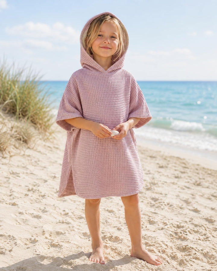 Bubalove Badeponcho Kinder 104/116, Baumwolle mit Kapuze, Rosa Rosa 104-116, Rosa 104-116