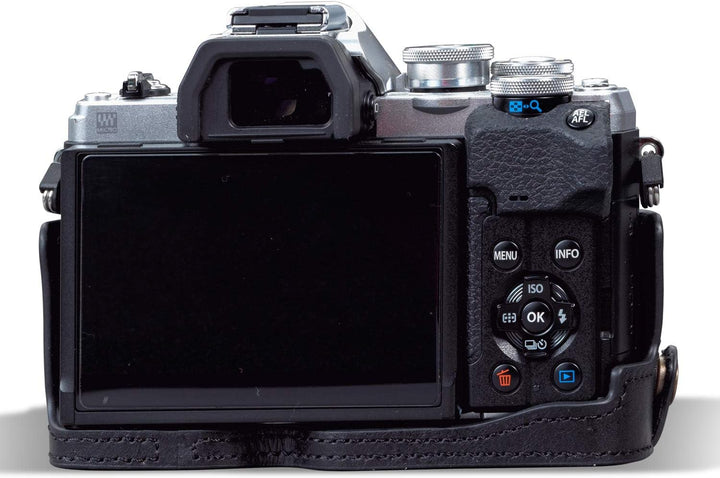 MegaGear MG1932 Ever Ready Echtleder Kameratasche mit Trageriemen kompatibel mit Olympus OM-D E-M10