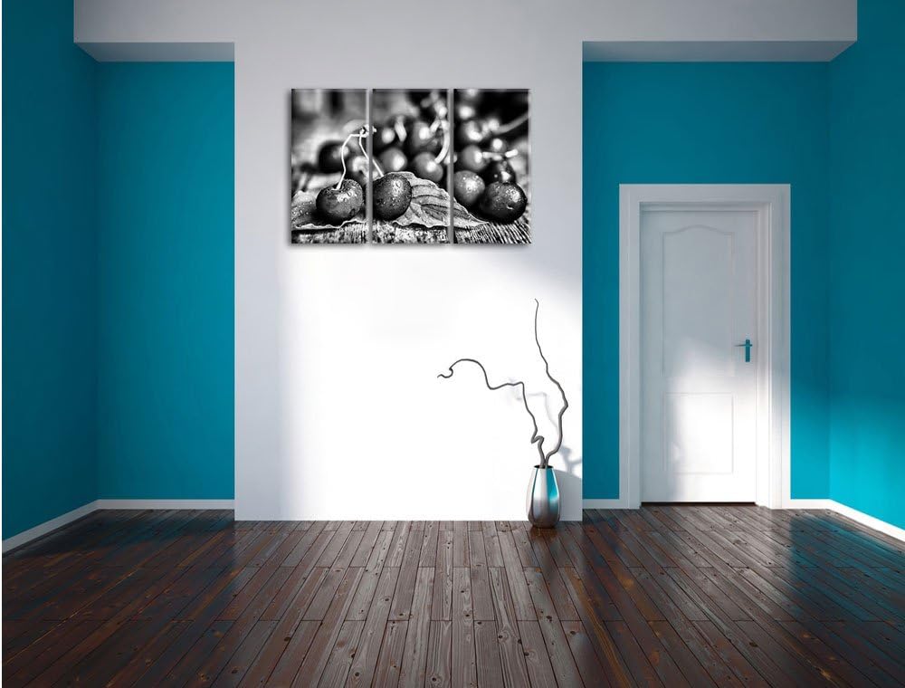 Pixxprint Kirschen als Leinwandbild/Grösse: 3 Teilig (120x80) cm/Wandbild/Kunstdruck/fertig bespannt
