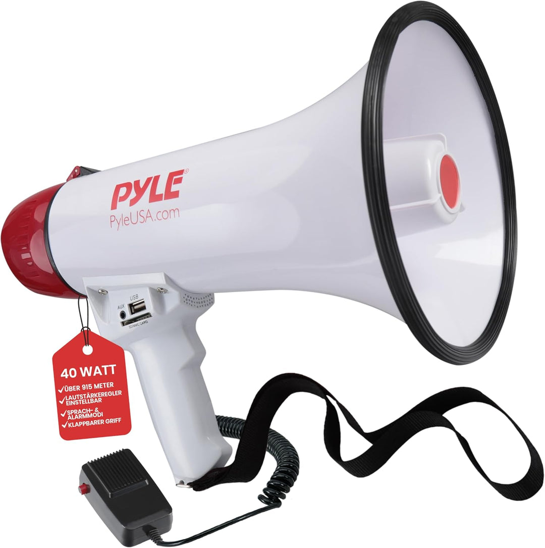 PYLE AUDIO INC Bluetooth Megaphone - PA Megaphone Speaker with Wired Microphone, Siren Alarm Mode, M