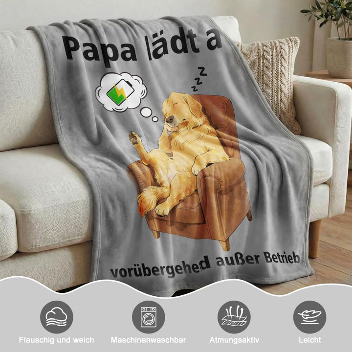 Papa Geschenk Kuscheldecke 150×130CM Geburtstagsgeschenk Flanelldecke Schlafdecke für Papa Opa Decke