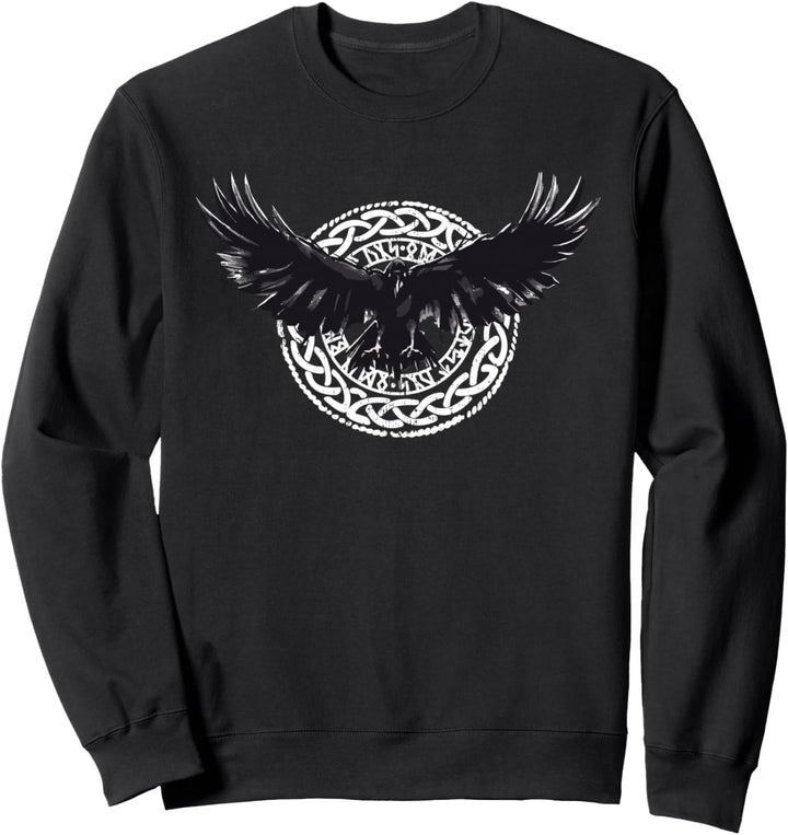 Wikinger Viking Krähe Rabe Kompass und Runen Kreis Sweatshirt
