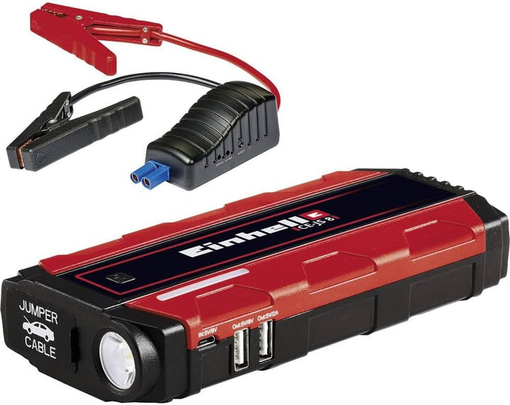Einhell Jump-Start - Power Bank CE-JS 8/1 (12 V, LiPo-Akku 3x2500 mAh, LED-Ladezustandsanzeige, LED-