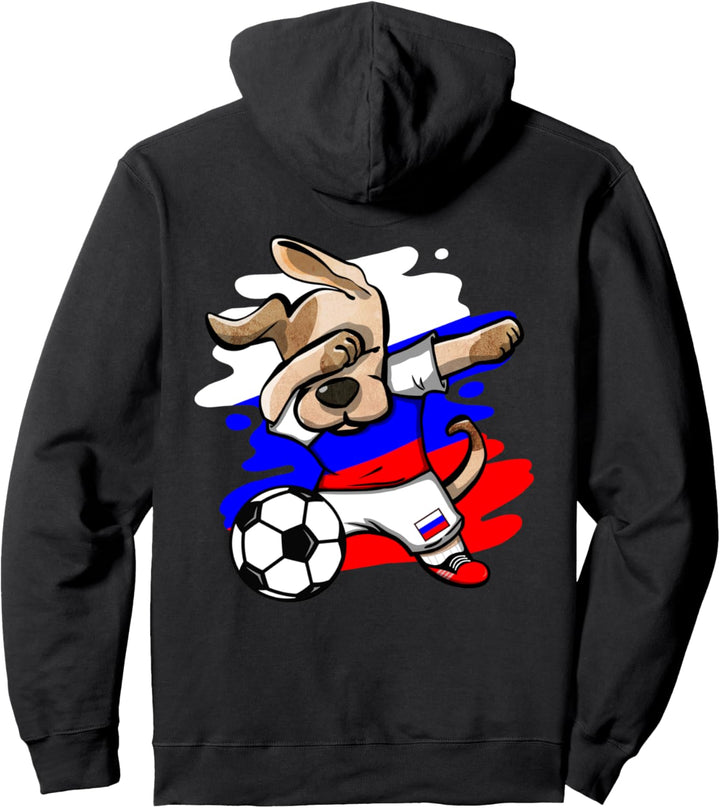 Lustiger Dabbing Hund Russland Fussball Russische Flagge Pullover Hoodie