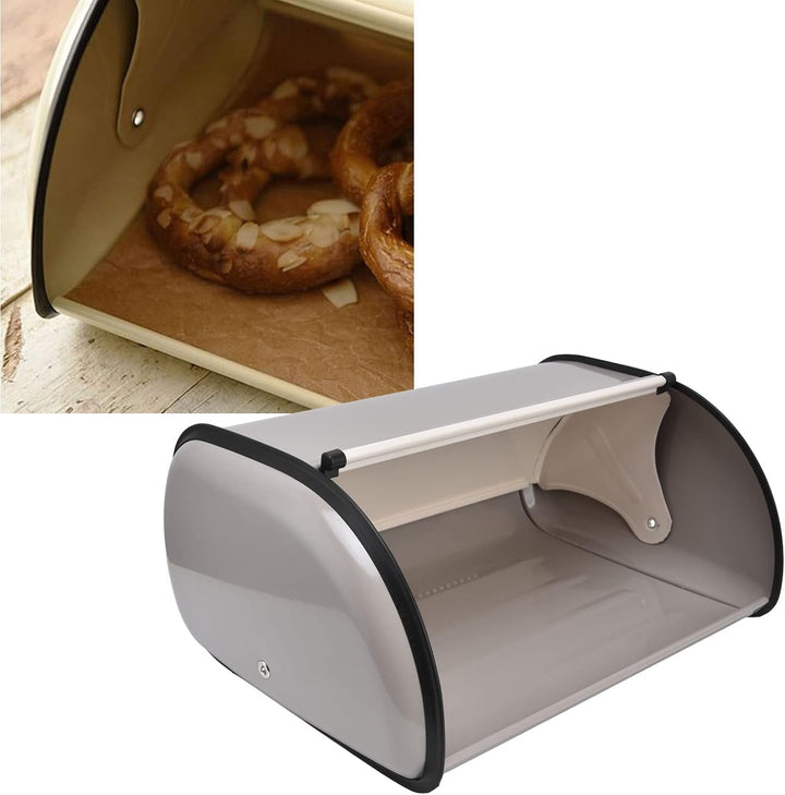 Natudeco Grosser Brotkasten, Brot-Organizer, Cupcake-Spender, Metall-Brothalter Mit Rolldeckel-Tür,