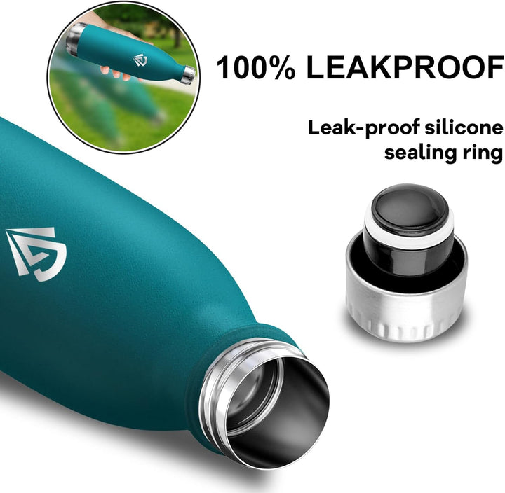 Thermo Trinkflasche 1l, Thermosflasche, BPA-Frei, Trinkflasche Auslaufsicher, Doppelwandige Vakuumis