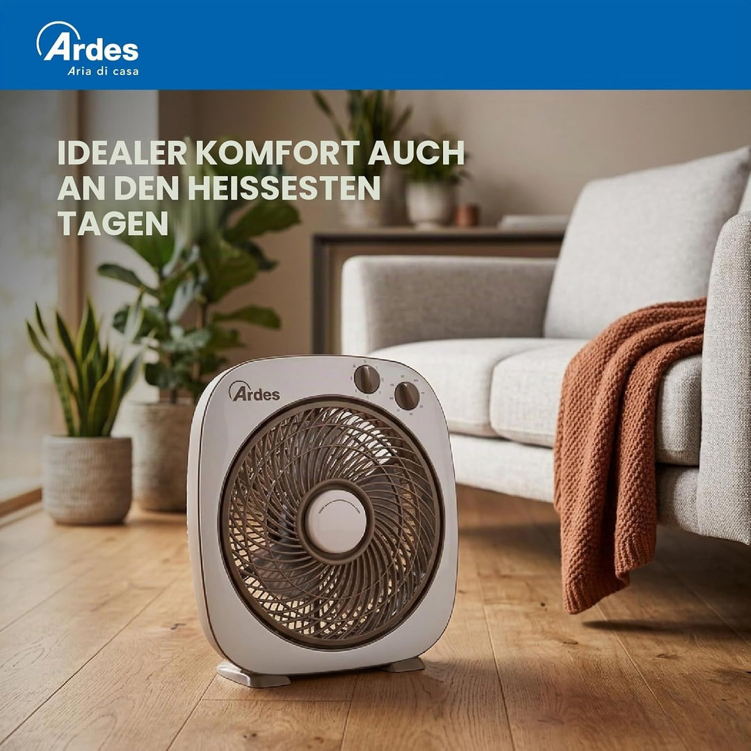 ARDES - Tragbarer Tisch- oder Bodenventilator mit 6 Flügeln und 3 Intensitätsstufen und 360-Grad-Dre