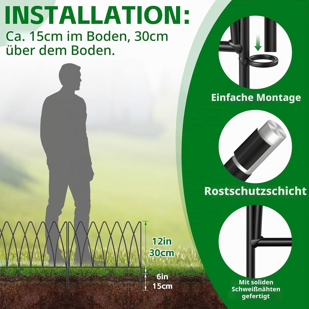 Thealyn Dekorative Metall Gartenzaun 45cm (H) x 2.25m (L) Metall Grenze Folding Fence No Dig Fence L